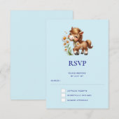 Schattigee Pony eet madeliefjes RSVP Kaartje (Voorkant / Achterkant)