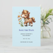 Schattigee Pony eet madeliefjes Save The Date (Staand voorkant)