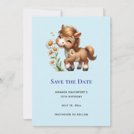 Schattigee Pony eet madeliefjes Save The Date
