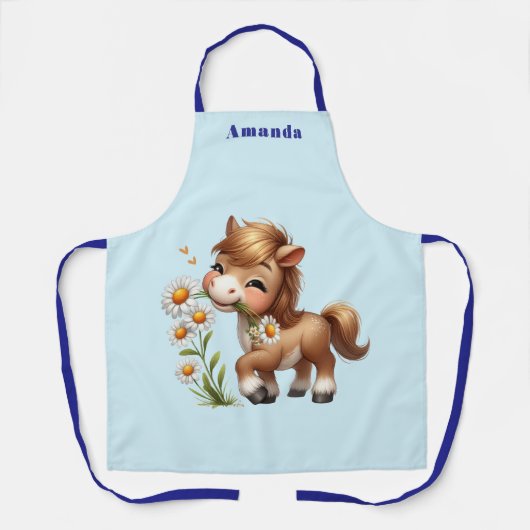 Schattigee Pony eet madeliefjes Schort (Voorkant)