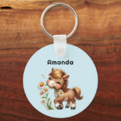 Schattigee Pony eet madeliefjes Sleutelhanger (Achterkant)