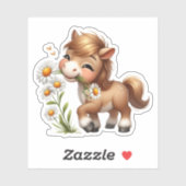 Schattigee Pony eet madeliefjes Sticker (Vel)