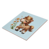 Schattigee Pony eet madeliefjes Tegeltje (Zijkant)