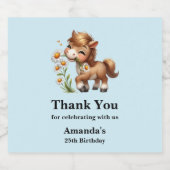 Schattigee Pony eet madeliefjes verjaardag Bier Etiket (Enkel label)