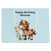 Schattigee Pony eet madeliefjes verjaardag Groot Cadeauzakje (Voorkant)