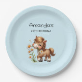 Schattigee Pony eet madeliefjes verjaardag Papieren Bordje (Voorkant)