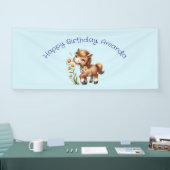 Schattigee Pony eet madeliefjes verjaardag Spandoek (Beurs)