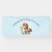 Schattigee Pony eet madeliefjes verjaardag Spandoek (Horizontaal)