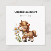 Schattigee Pony eet madeliefjes Vierkante Visitekaartje (Voorkant)