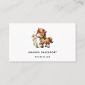 Schattigee Pony eet madeliefjes Visitekaartje (Voorkant)