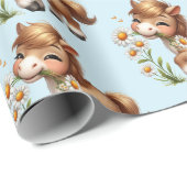 Schattigee Pony eet madeliefjespatroon Cadeaupapier (Rol Hoek)