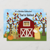 Schattigee Pony en rode schuur Herfst Paard Verjaa Kaart (Voorkant / Achterkant)