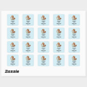 Schattigee Pony eten Daisies Candle Business Vierkante Sticker (Vel)