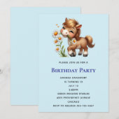 Schattigee Pony Eten Daisies Paardrijden Verjaarda Kaart (Voorkant / Achterkant)