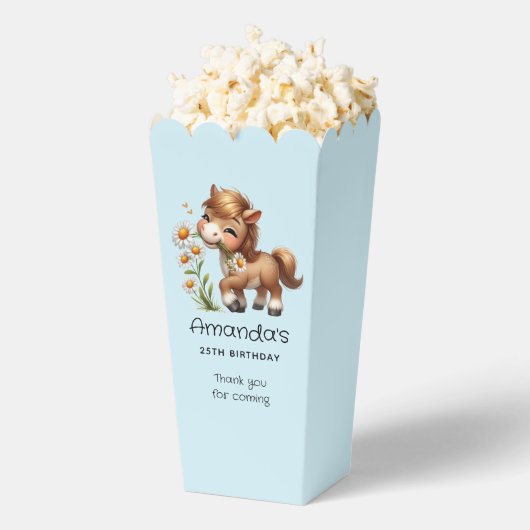 Schattigee Pony eten Daisies Verjaardag Dank u Bedankdoosjes (Popped)