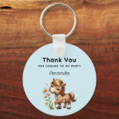 Schattigee Pony eten Daisies Verjaardag Dank u Sleutelhanger (Voorkant)