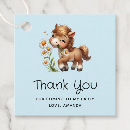 Schattigee Pony eten madeliefjes bedankt Bedankjes Labels (Voorkant)