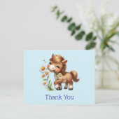 Schattigee Pony eten madeliefjes bedankt Briefkaart (Staand voorkant)