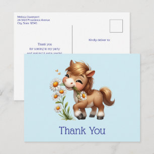 Schattigee Pony eten madeliefjes bedankt Briefkaart