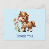 Schattigee Pony eten madeliefjes bedankt Briefkaart (Voorkant)