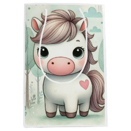 Schattigee Pony in een grillige bos cadeau tas Medium Cadeauzakje