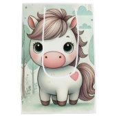 Schattigee Pony in een grillige bos cadeau tas Medium Cadeauzakje (Achterkant)