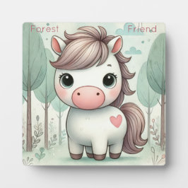 Schattigee Pony in een grillige bos tafelblad plaq Fotoplaat