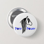 Schattigee Pony-kracht in Blue Horse Ronde Button 5,7 Cm (Voorkant /achterkant)