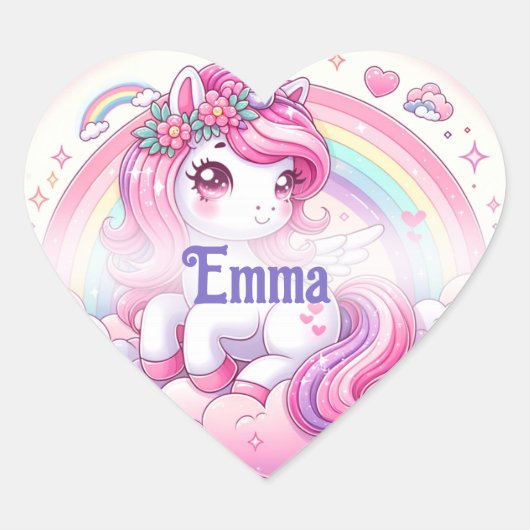 Schattigee  Pony met harten Hart Sticker (Voorkant)