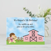 Schattigee Pony Rides verjaardagsuitnodiging voor  Kaart (Staand voorkant)