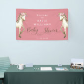 Schattigee Pony Roze Baby shower Welkomstbord Bann Spandoek (Beurs)