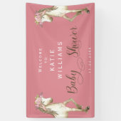 Schattigee Pony Roze Baby shower Welkomstbord Bann Spandoek (Verticaal)