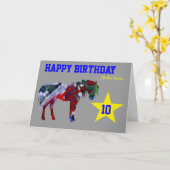 Schattigee Pony Verjaardag Kaart - 10e Verjaardag  (Gele Bloem)