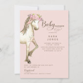Schattigee Pony Waterverf Roze Baby shower II Kaart (Voorkant)