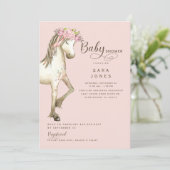 Schattigee Pony Waterverf Roze Baby shower II Kaart (Staand voorkant)