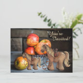 Schattigee pony's en appels Herfst Horse Baby show Kaart (Staand voorkant)