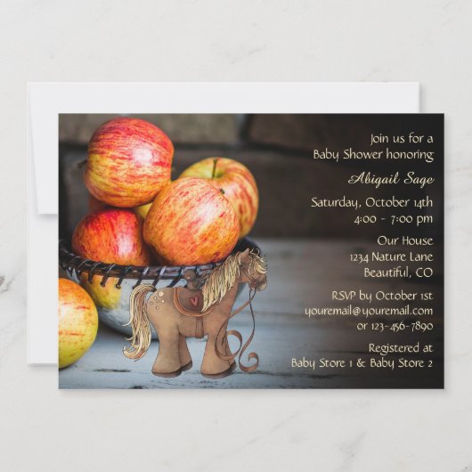 Schattigee pony's en appels Herfst Horse Baby show Kaart (Achterkant)