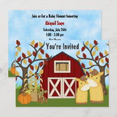 Schattigee pony's en schuur Autumn Horse Baby show Kaart (Voorkant / Achterkant)