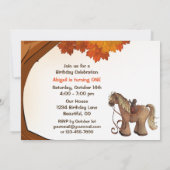 Schattigee pony's herfstpaard 1e verjaardagsfeest kaart (Achterkant)