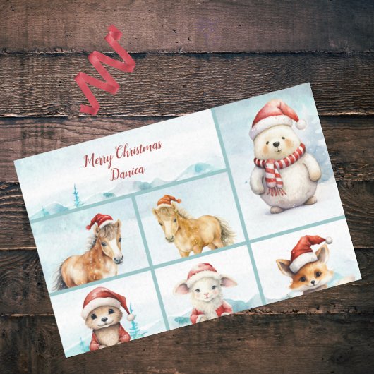 Schattigee pony's otter vos Beer lam vrolijk kerst Tissuepapier