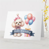 Schattigee Poodle Dog Verjaardag Kaart (Gele Bloem)