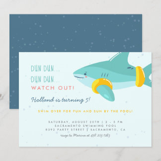 Schattigee Pool Party Shark Arm Bands Kids Verjaar Kaart