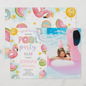 Schattigee Pool Party Verjaardag Bash Foto Kaart (Voorkant / Achterkant)
