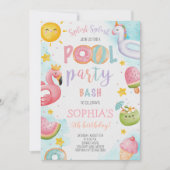 Schattigee Pool Party Verjaardag Bash Kaart (Voorkant)