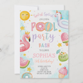 Schattigee Pool Party Verjaardag Bash Kaart