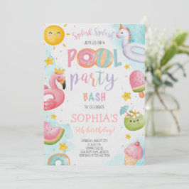 Schattigee Pool Party Verjaardag Bash Kaart