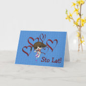 Schattigee Poolse Verjaardag Kaart Puppy Hearts (Gele Bloem)