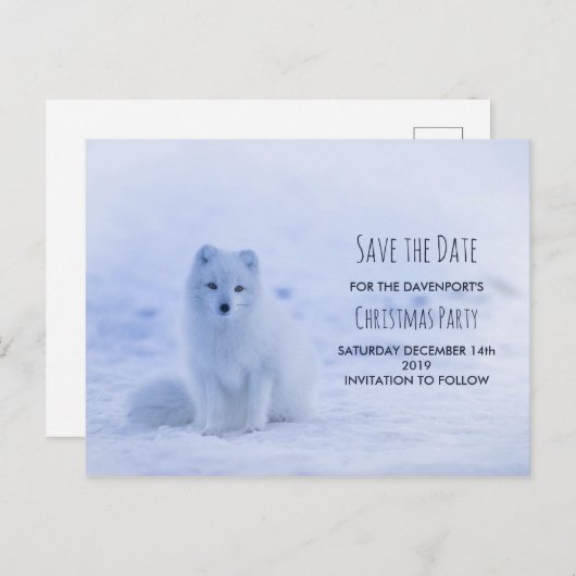 Schattigee poolvos op sneeuw bewaar de datum briefkaart (Voorkant / Achterkant)