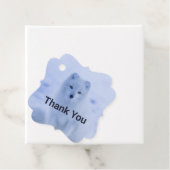 Schattigee poolvos op sneeuw dank u bedankjes labels (In situ)