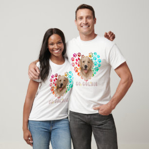 Schattigee poot Regenboog gradiënt Hart gouden Hon T-shirt